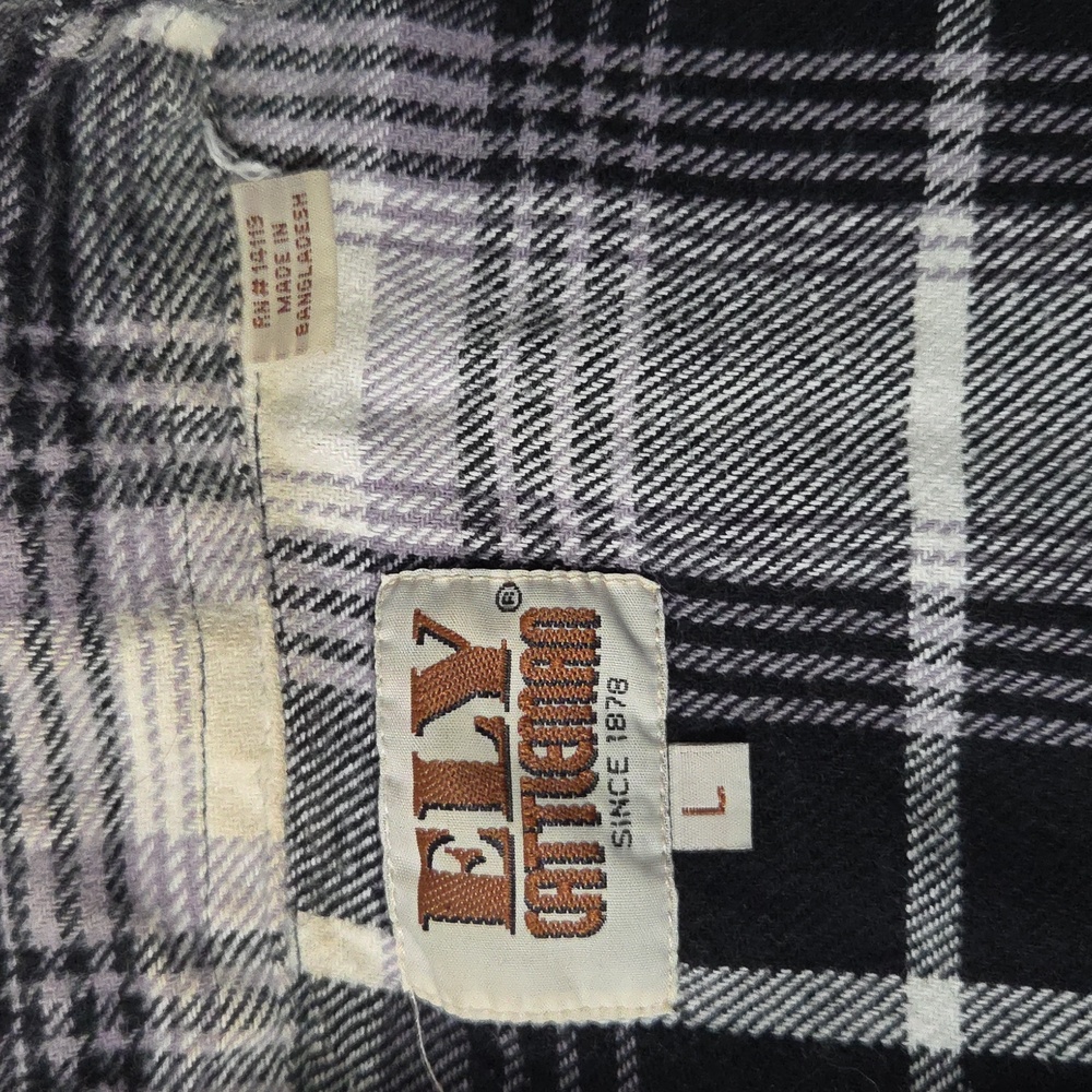 Ely Cattleman‎ Western Pearl Snap Shirt Mens L Black & White Plaid Cowboy